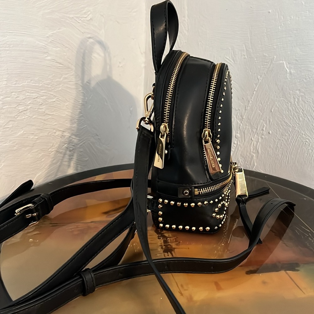 Michael Kors Black Mini Bag with Gold Accents - Picture 13 of 15